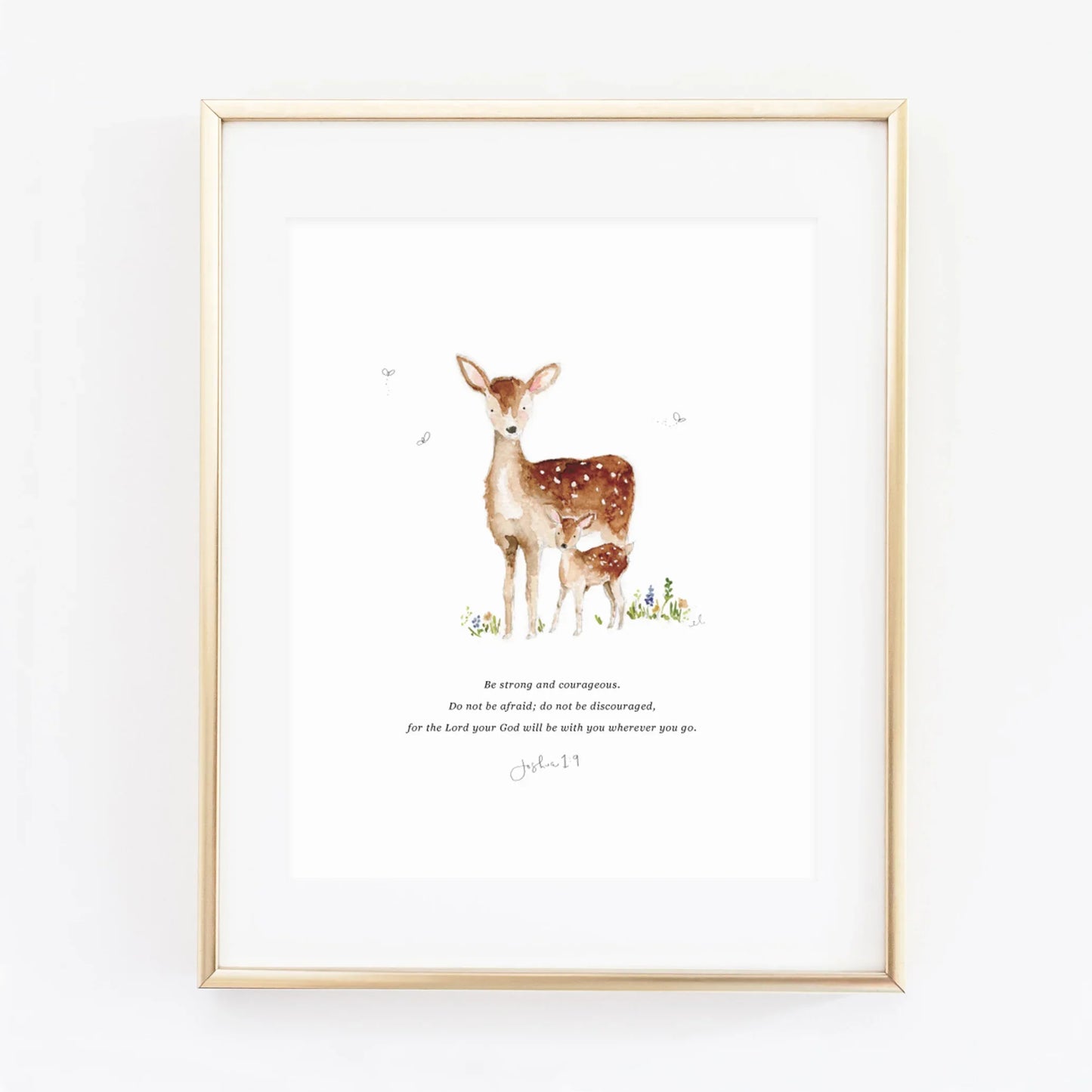 joshua 1:9 mama + baby deer scripture print