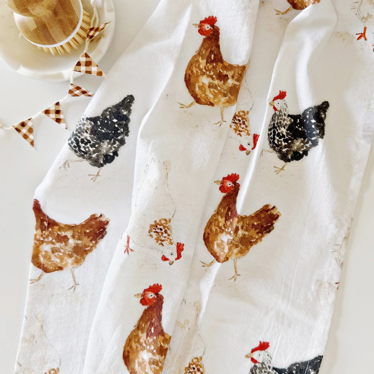 chickens cotton flour sack tea towel