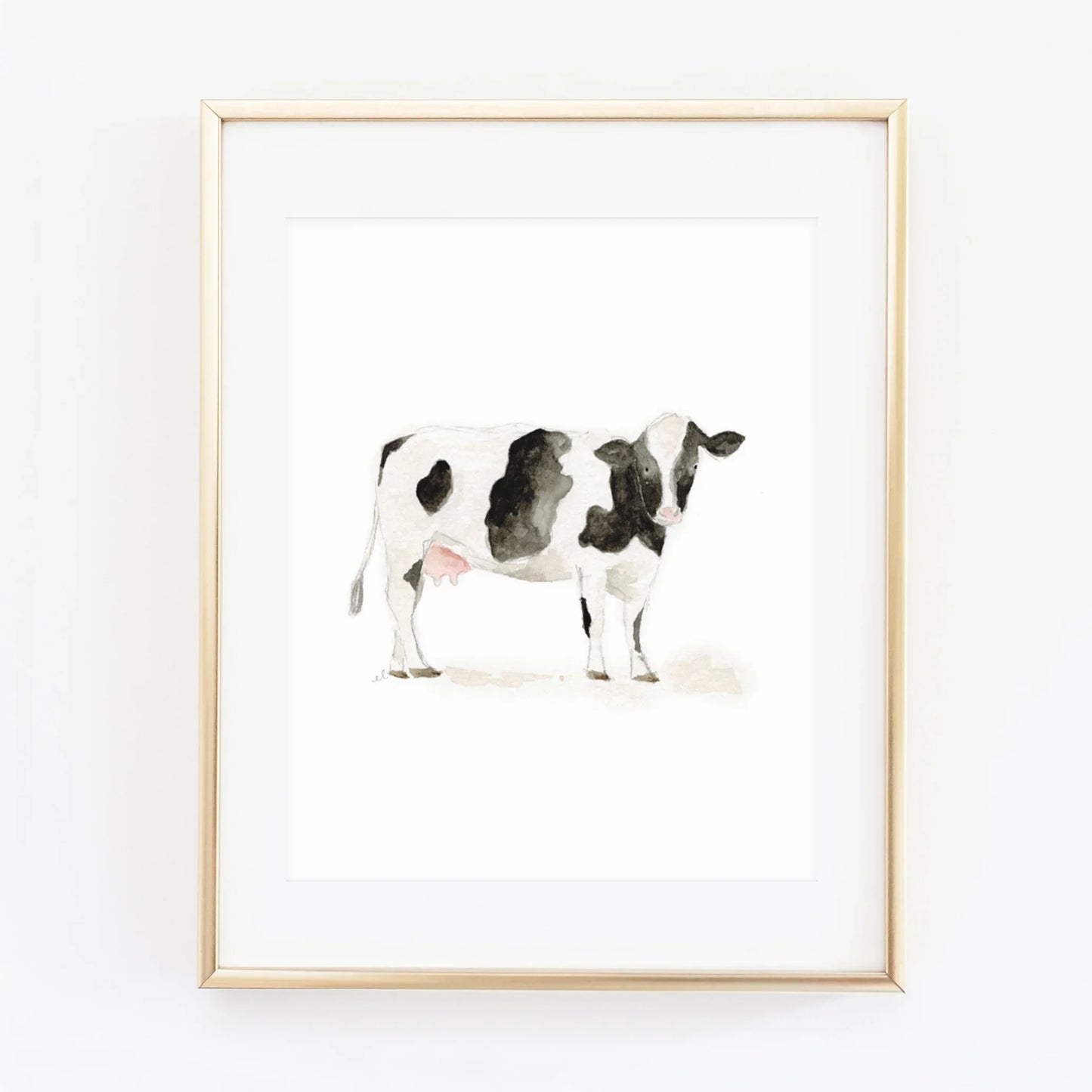 cow watercolor wall art print