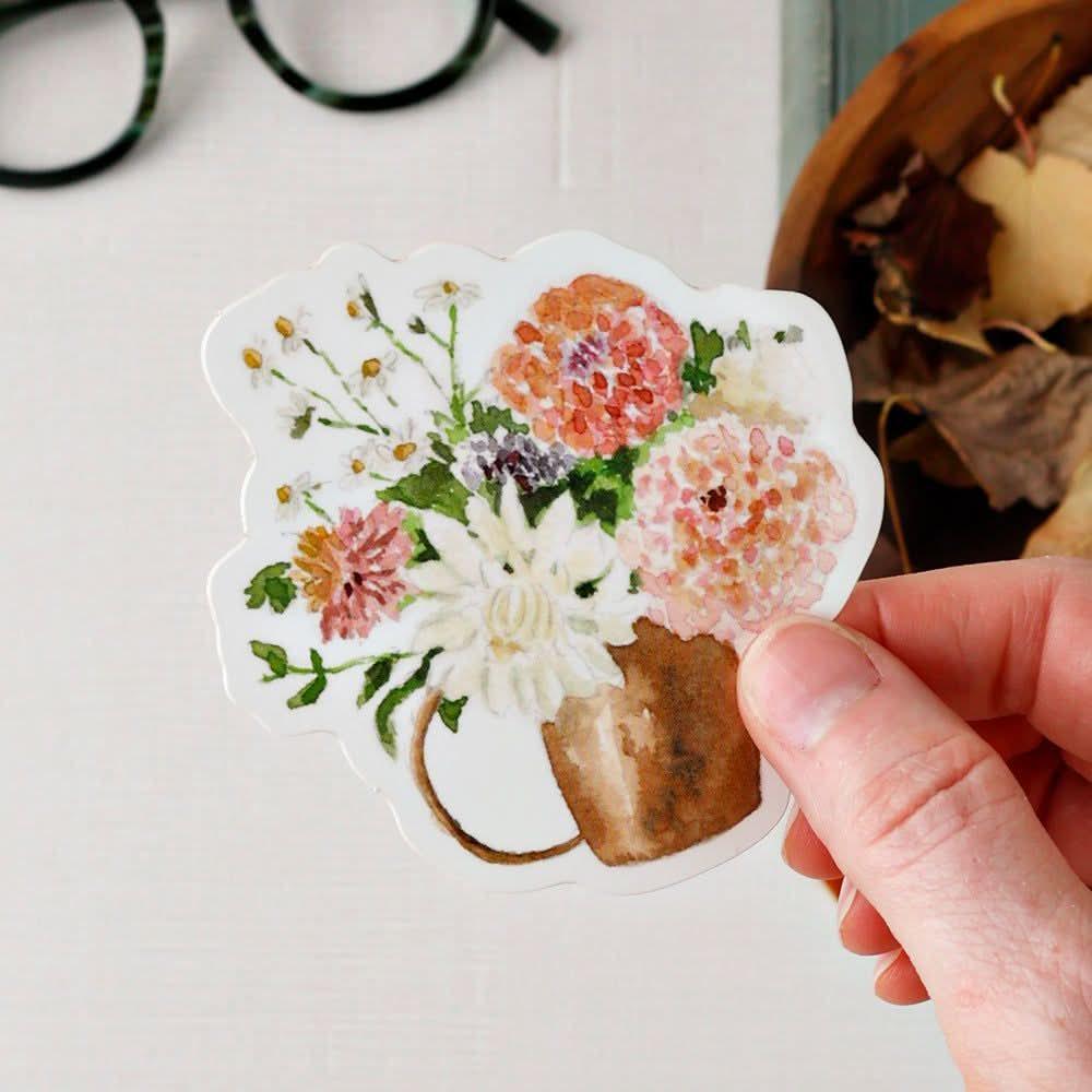 dahlia bouquet sticker - emily lex studio - sticker