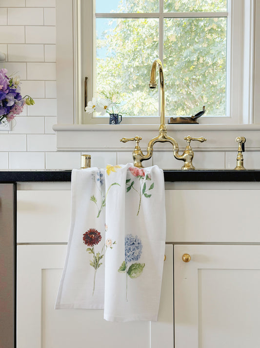 garden flowers cotton tea towel