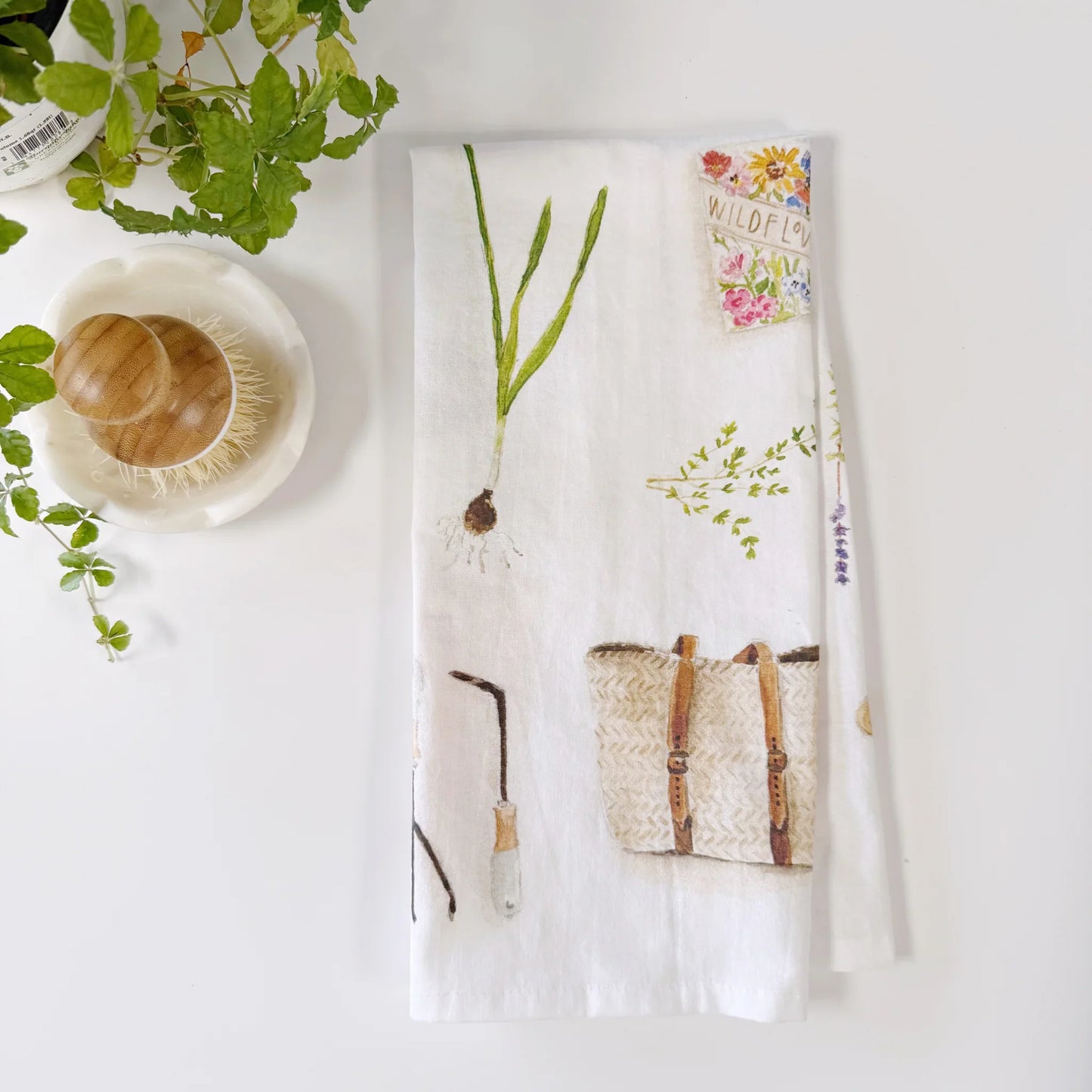 garden cotton flour sack tea towel