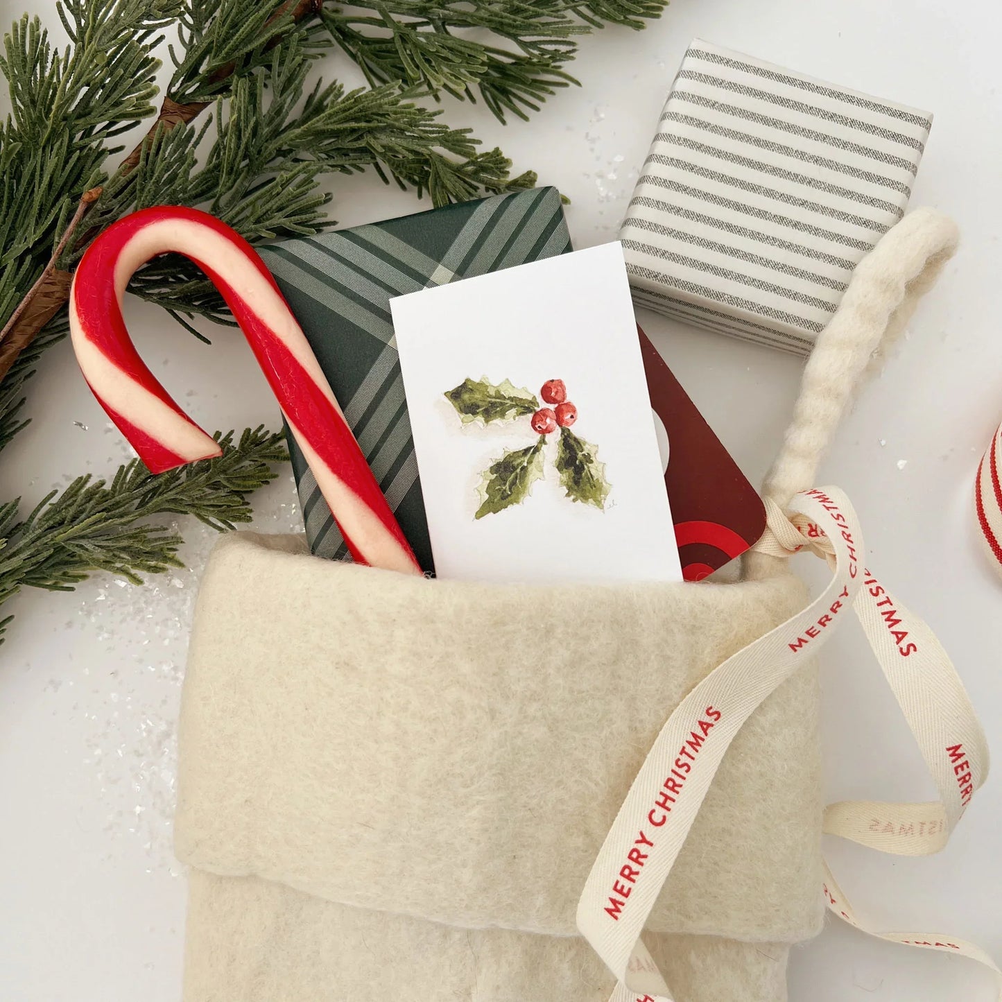 holly berry christmas mini enclosure notecard