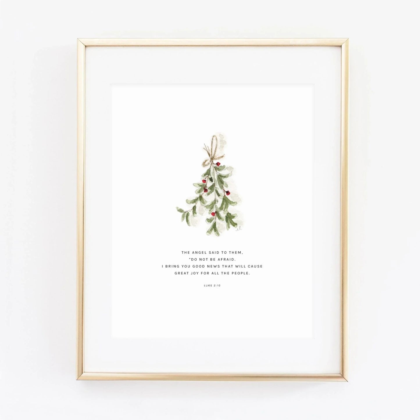 luke 2:10 mistletoe scripture print - emily lex studio