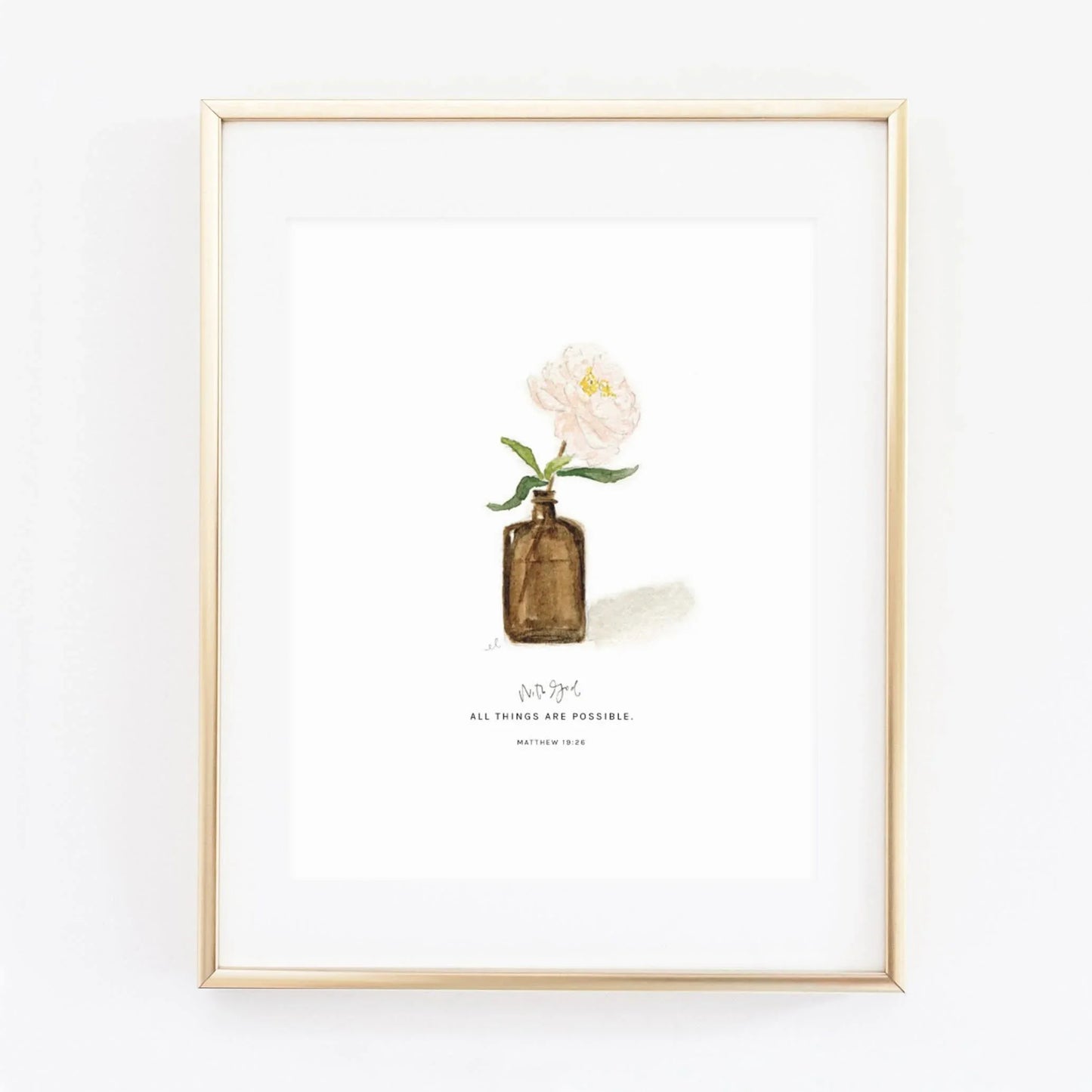 matthew 19:26 peony scripture print - emily lex studio