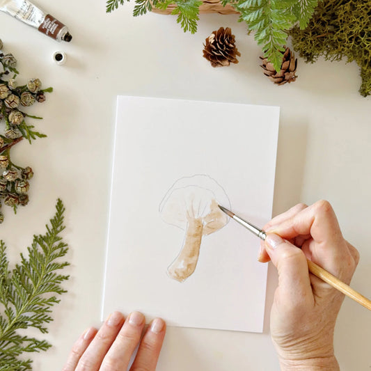 mushrooms paintable watercolor notecards