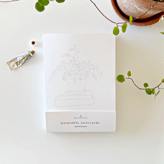 potted plants paintable watercolor notecards