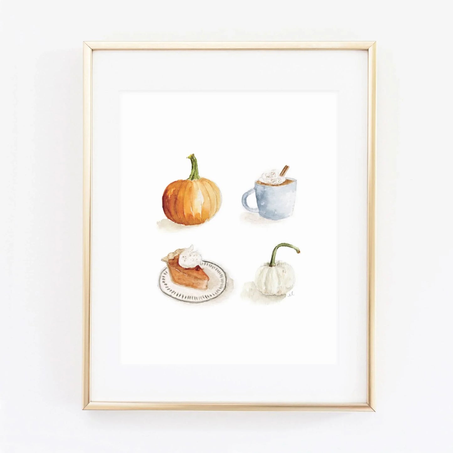 pumpkin season watercolor wall art print
