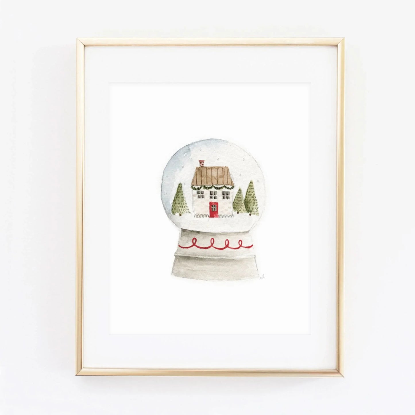 snowglobe watercolor wall art print