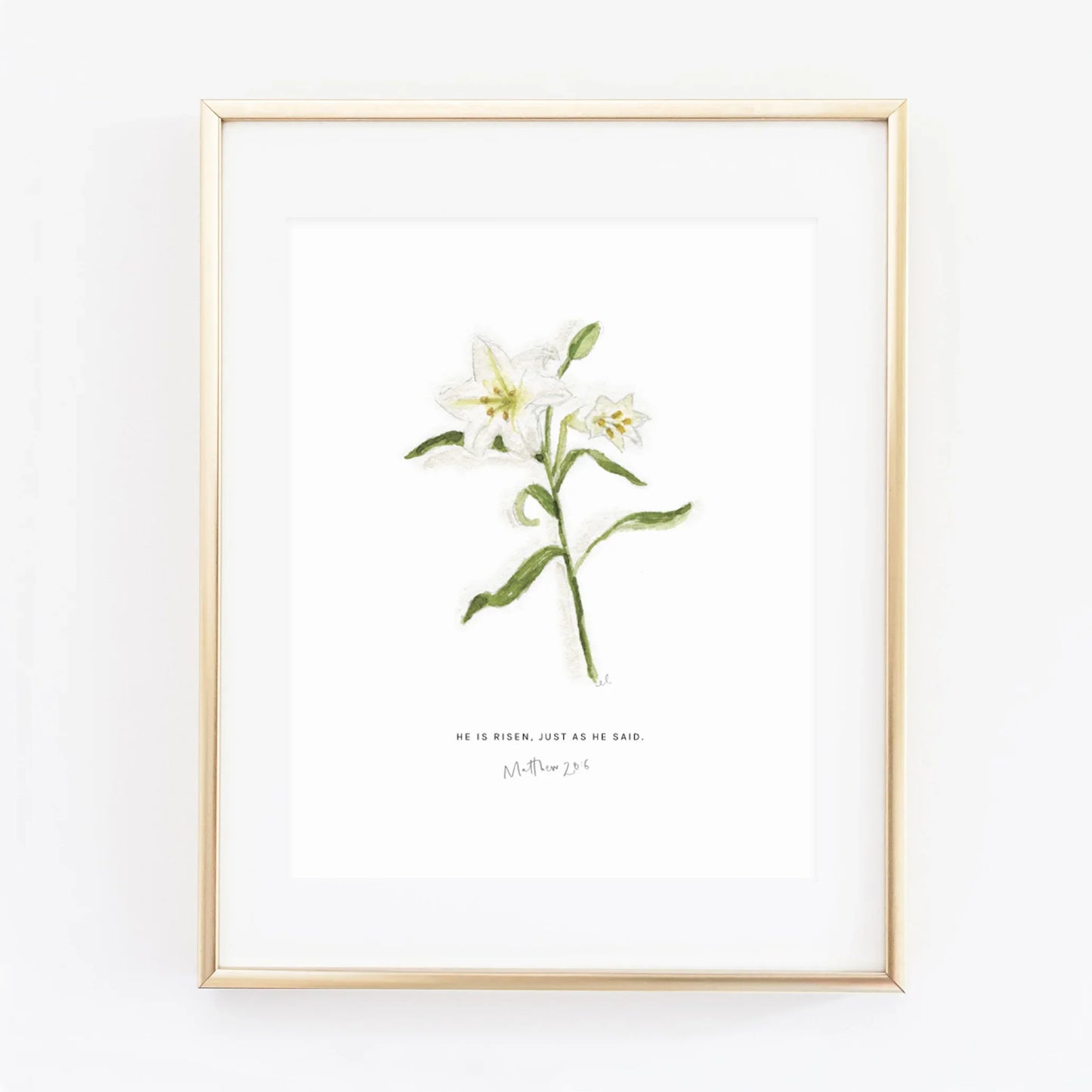 matthew 28:6 easter lily scripture print