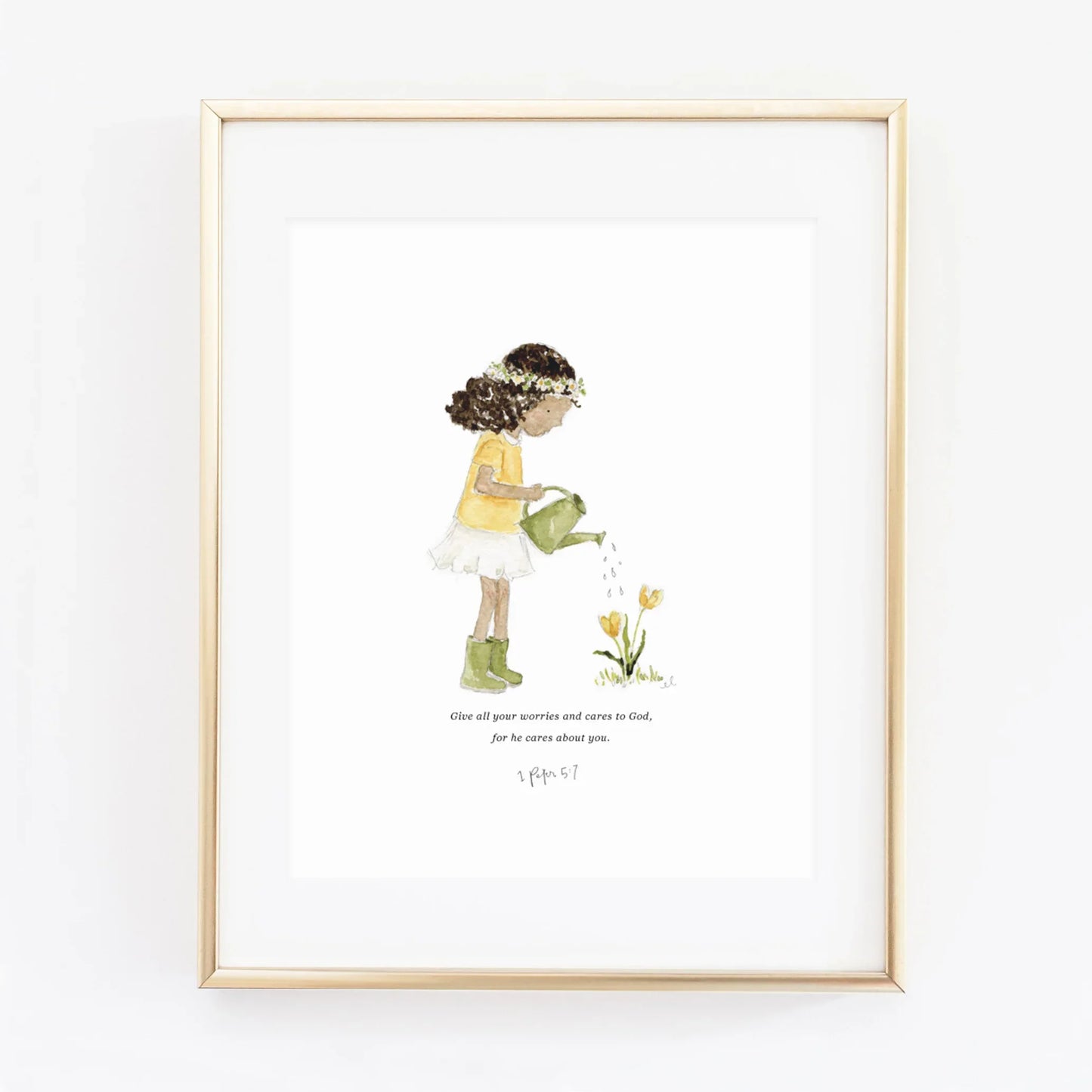 1 peter 5:7 watering girl scripture print