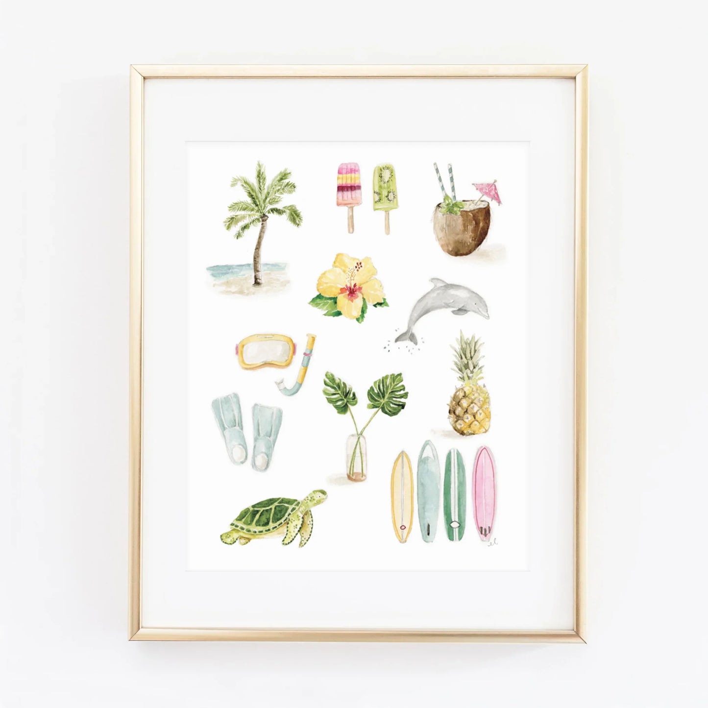 tropical collection watercolor wall art print