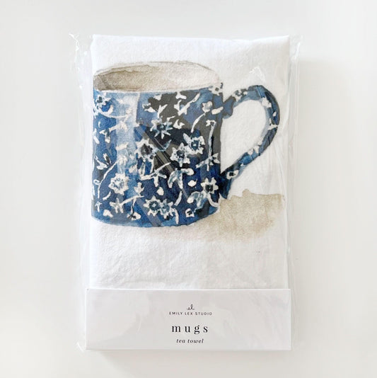 mugs cotton flour sack tea towel