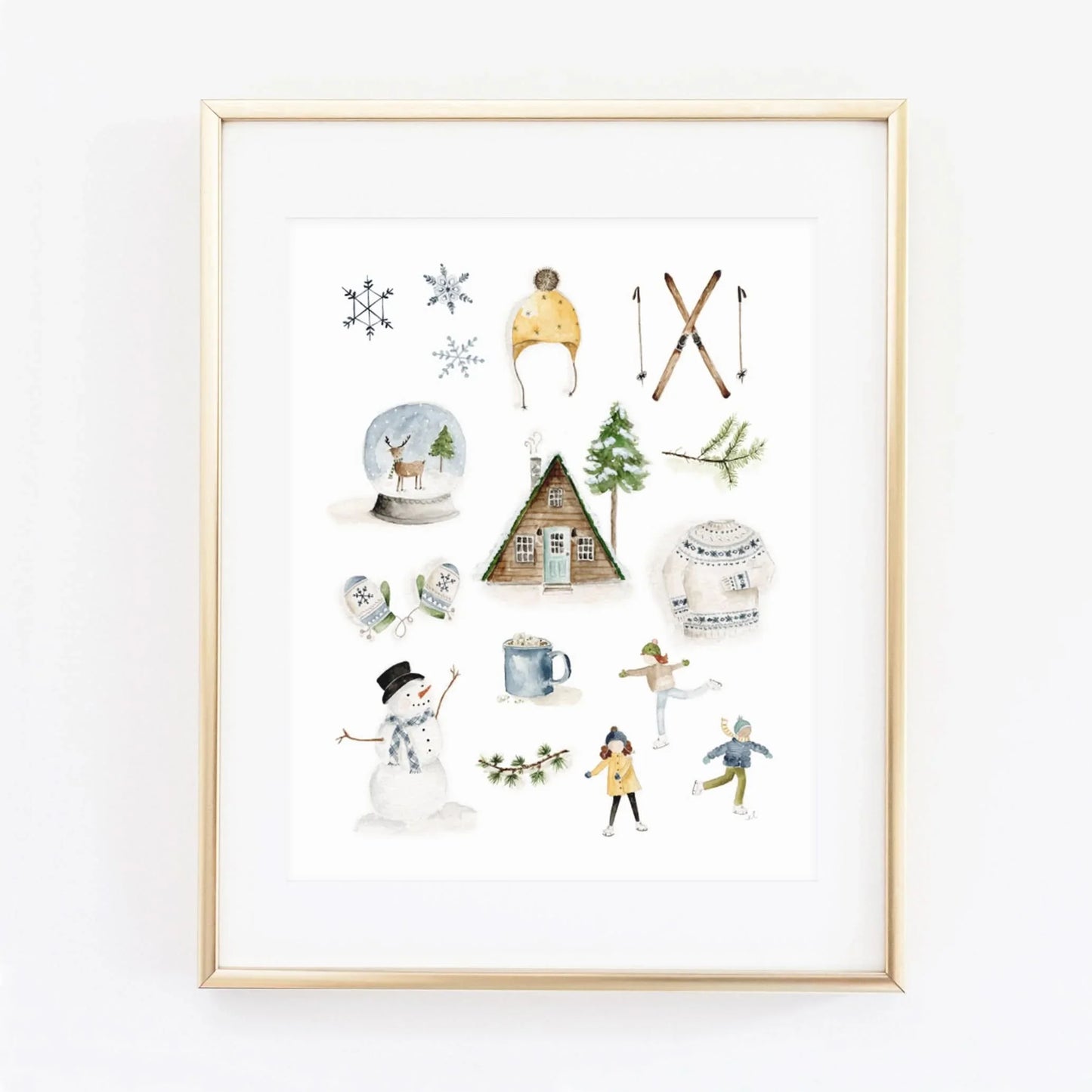 winter collection watercolor wall art print