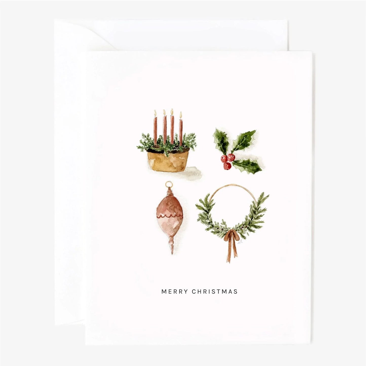 yuletide watercolor Christmas greeting card