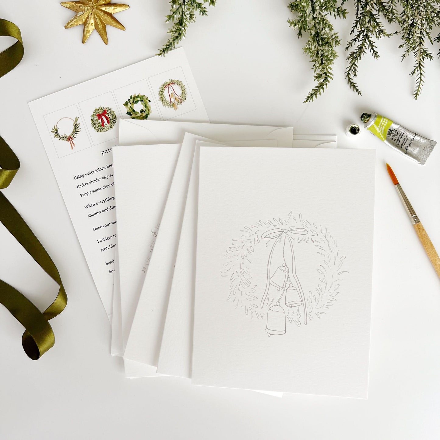 wreaths paintable notecards