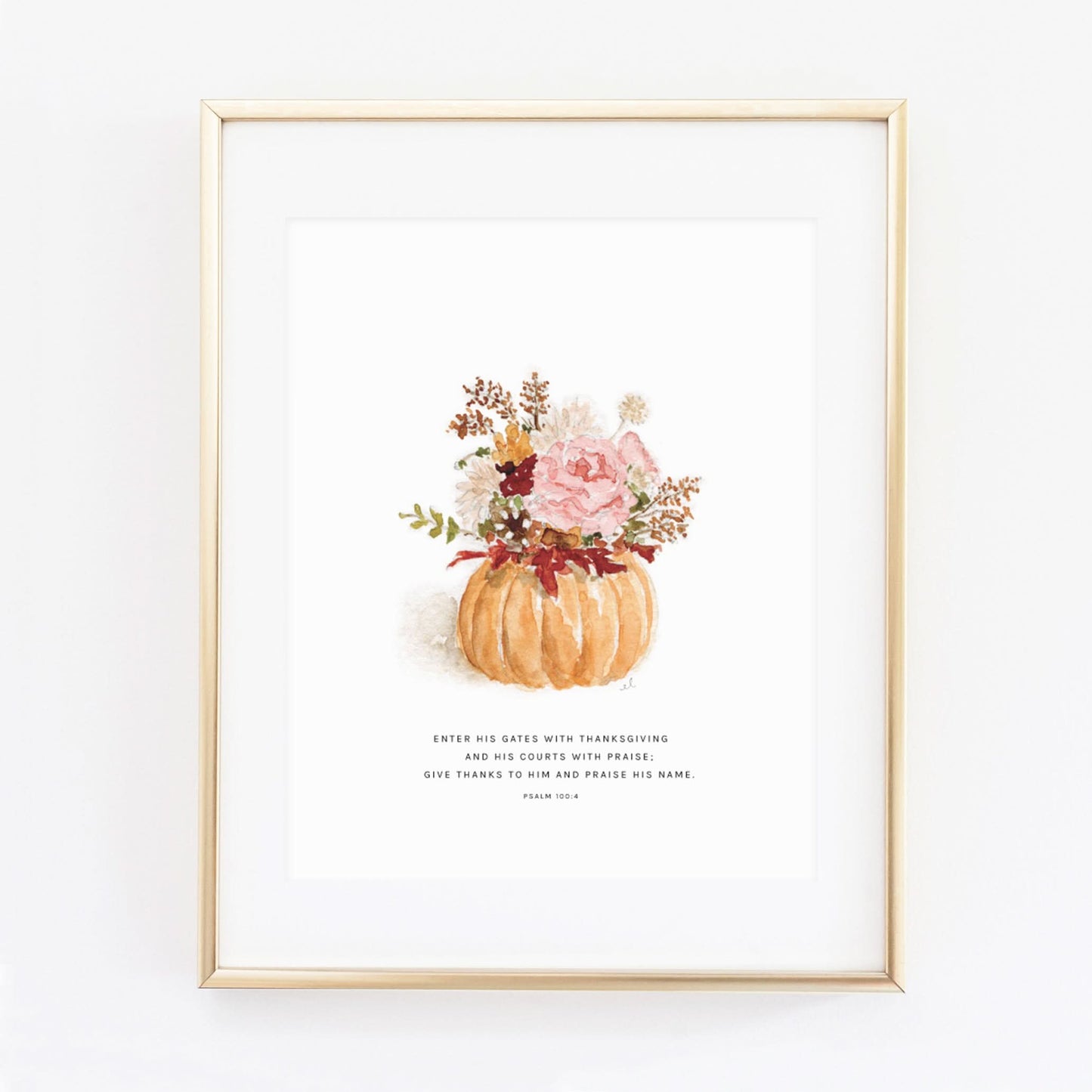 psalm 100:4 pumpkin bouquet scripture print