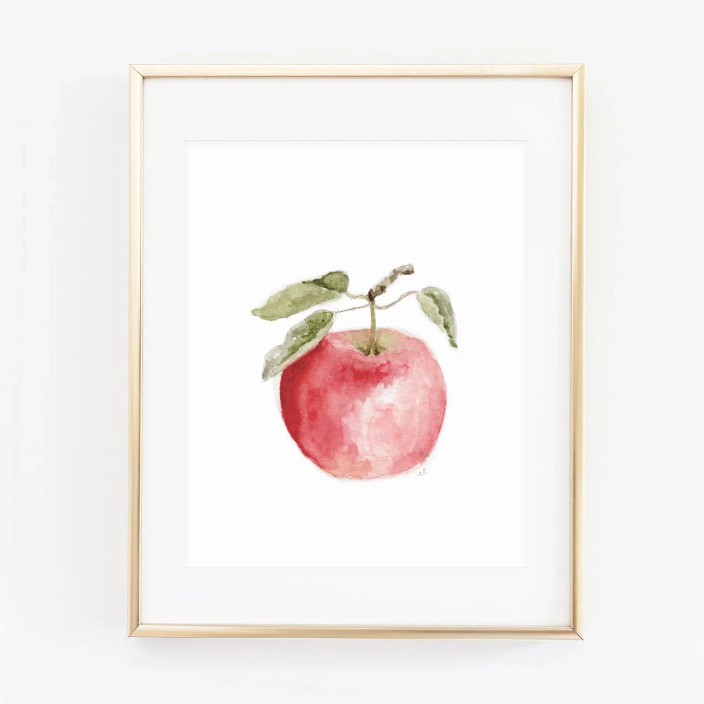 apple watercolor fruit wall art print