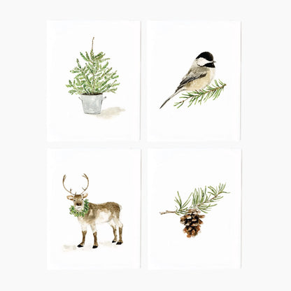 evergreen christmas notecard set