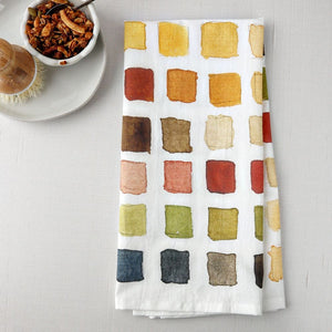 autumn paint swatch tea towel