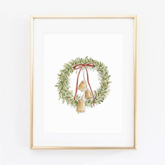 bell wreath art print