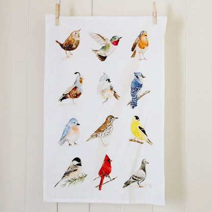 birds cotton tea towel