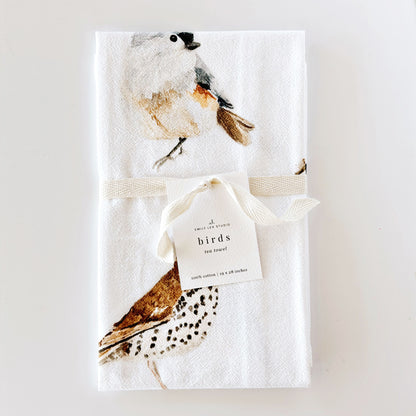 birds cotton tea towel