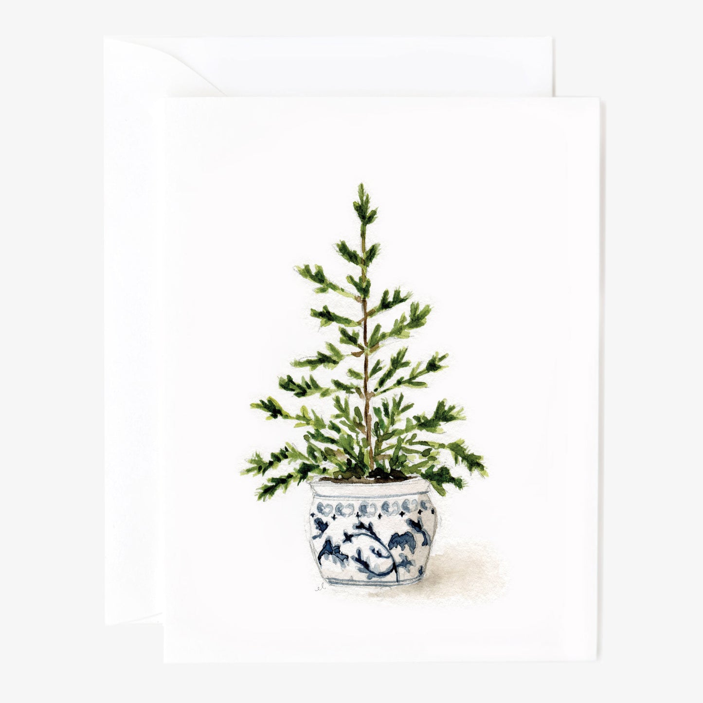 blue potted tree notecard set