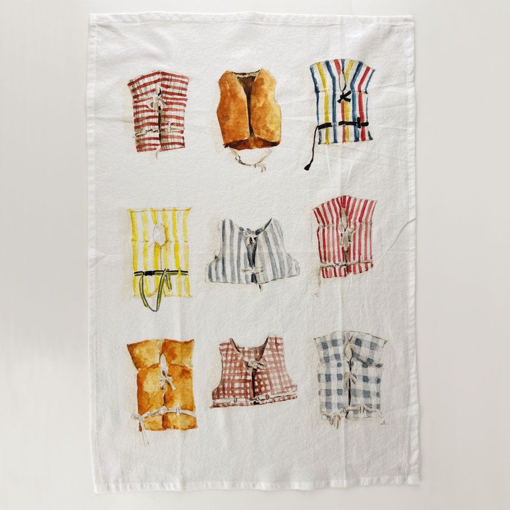 boat coats tea towel - emily lex studio