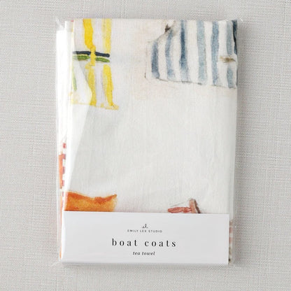 boat coats tea towel - emily lex studio