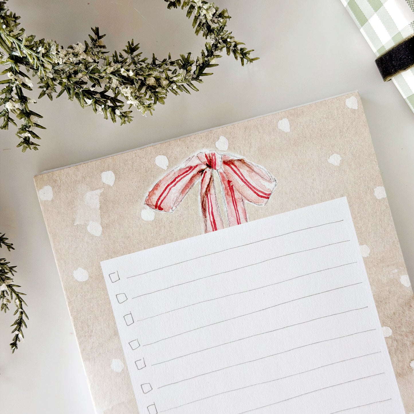 pink bow checklist notepad