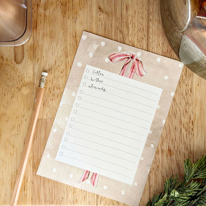 pink bow checklist notepad