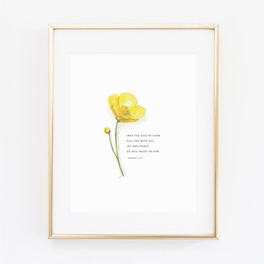 romans 15:13 buttercup scripture print - emily lex studio