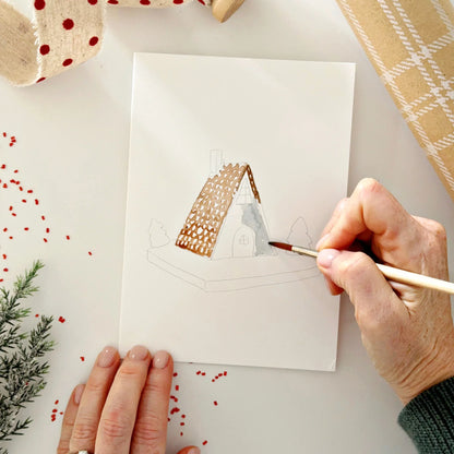 gingerbread paintable watercolor notecards