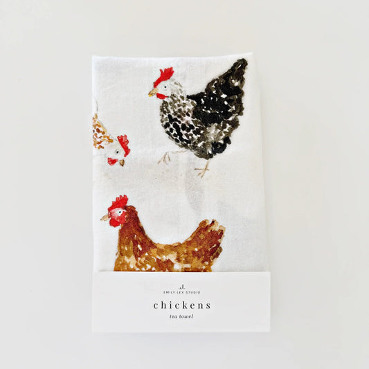 chickens cotton flour sack tea towel
