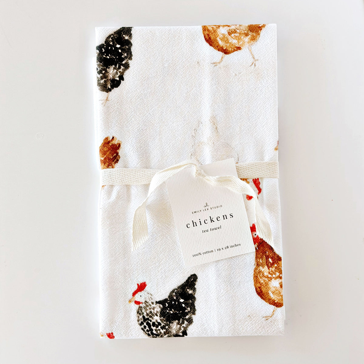 chickens cotton tea towel