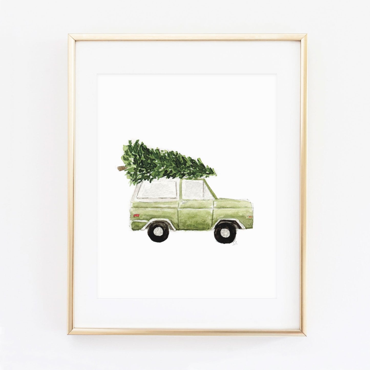 christmas tree truck art print