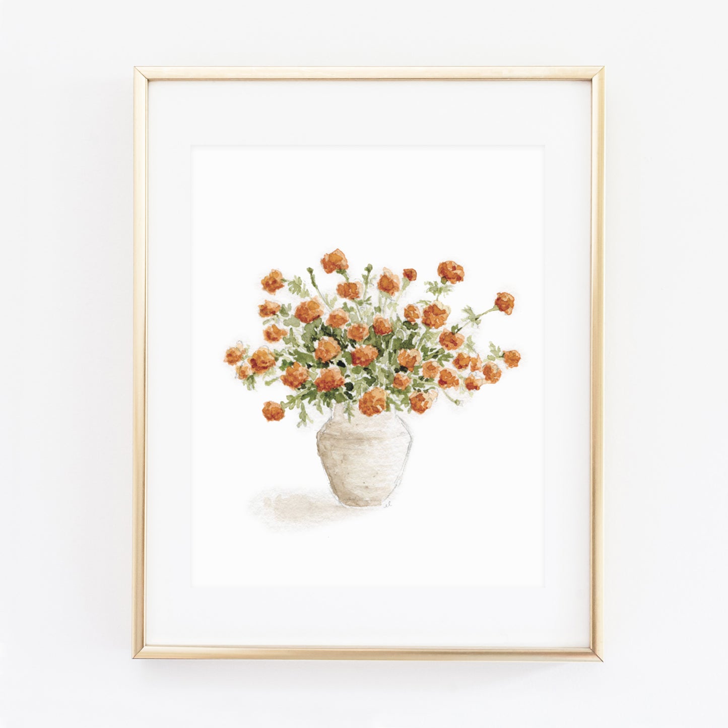 chrysanthemum bouquet watercolor wall art print