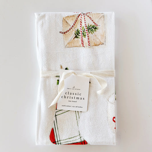 classic christmas cotton tea towel