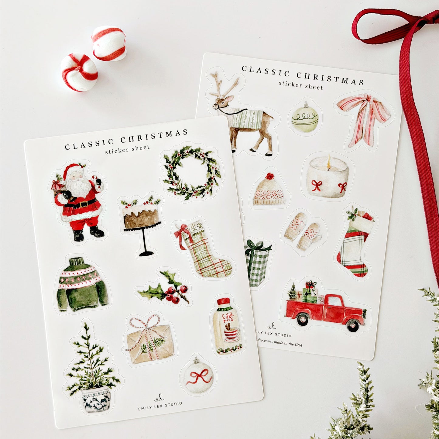 classic christmas sticker sheets