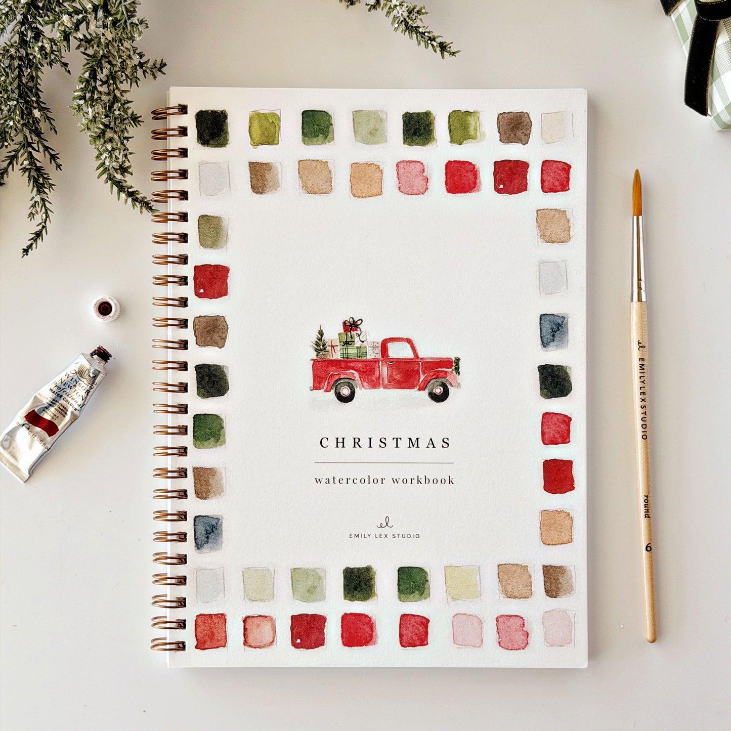 classic christmas watercolor workbook