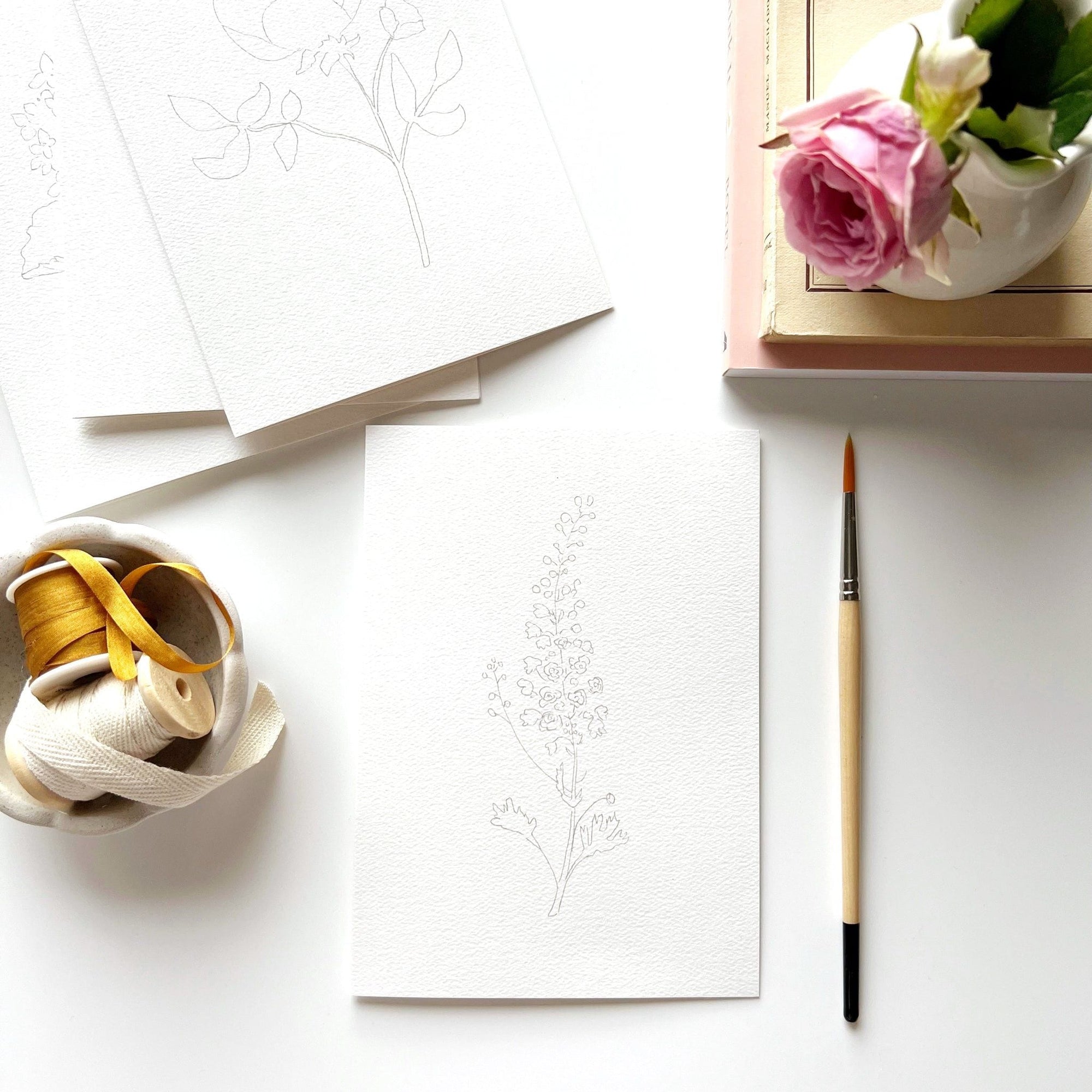 garden flowers paintable notecards - emily lex studio