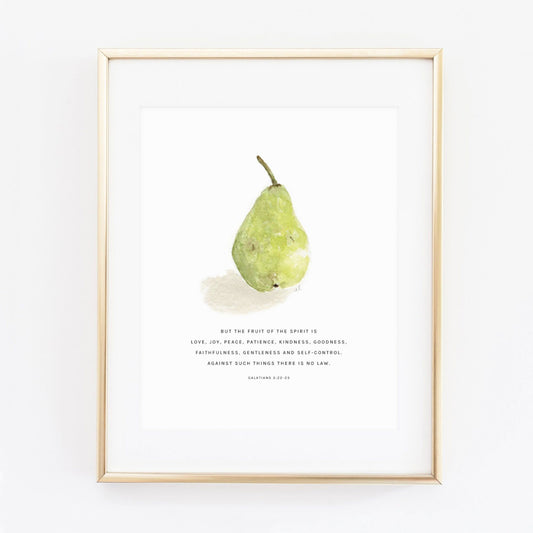 galatians 5:22-23 pear scripture print - emily lex studio