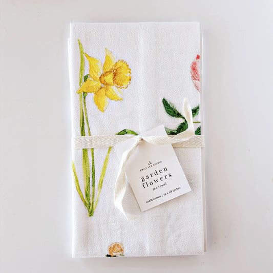 garden flowers cotton tea towel