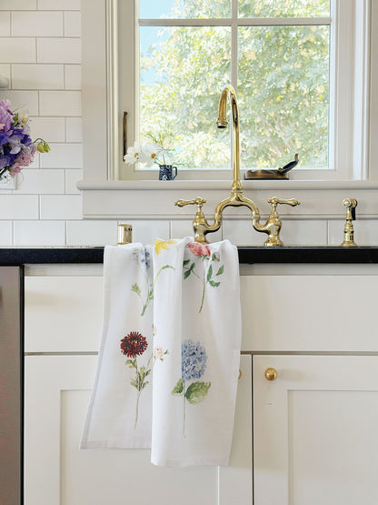 garden flowers cotton tea towel