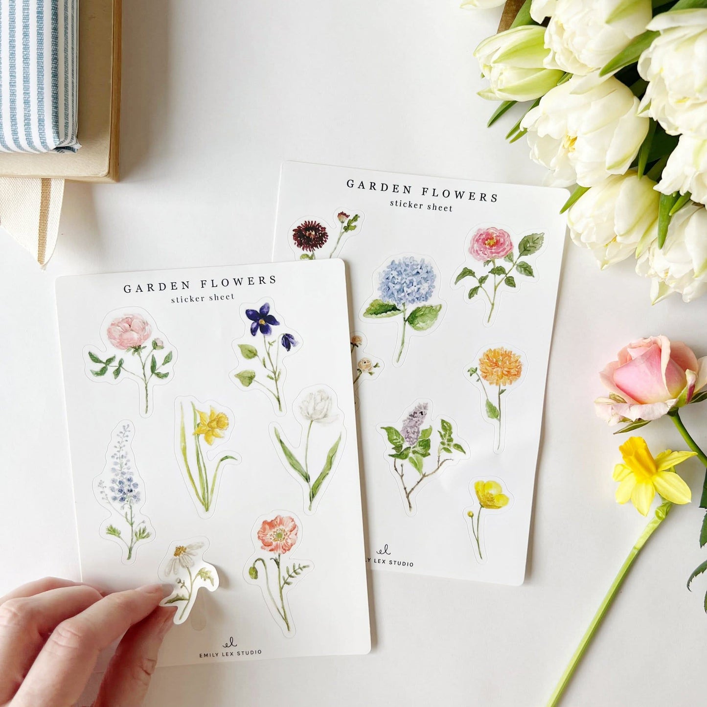 garden flowers sticker sheets - emily lex studio