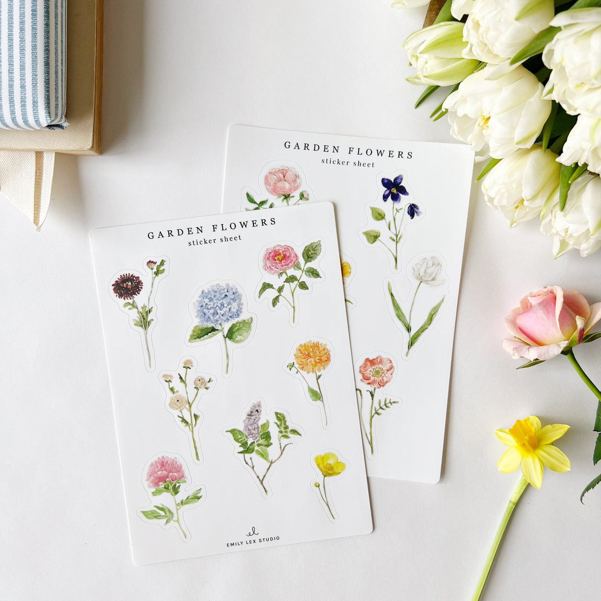 garden flowers sticker sheets - emily lex studio