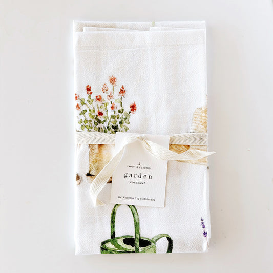 garden cotton tea towel