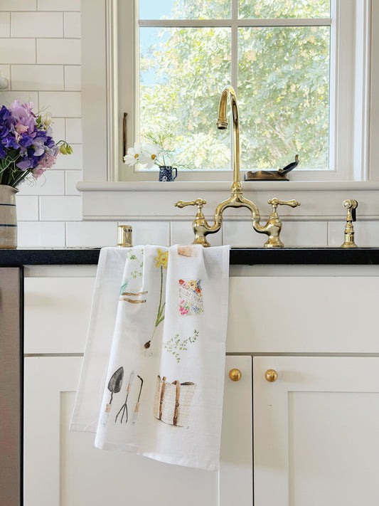 garden cotton tea towel