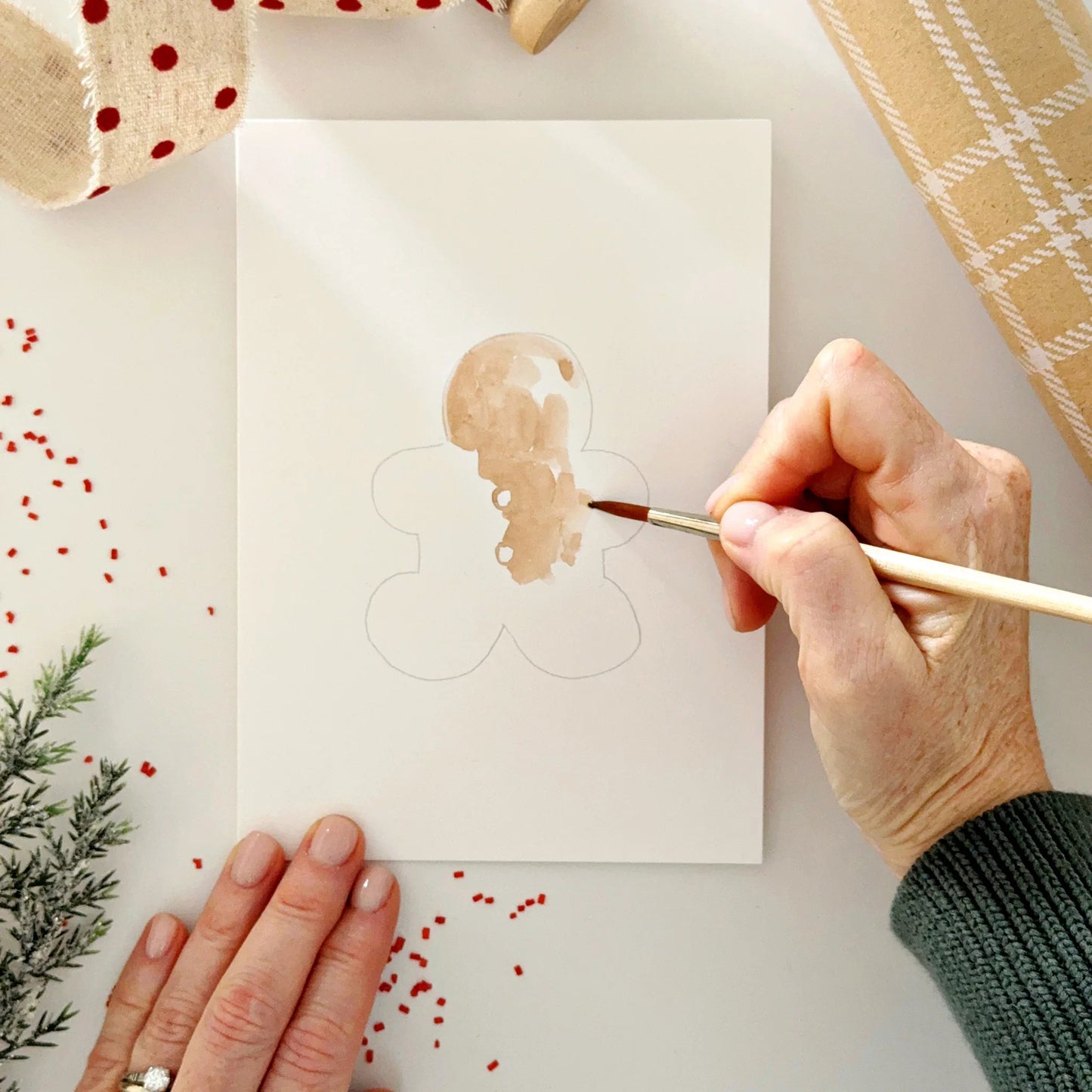 gingerbread paintable watercolor notecards